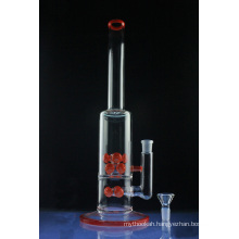 Double Red Cross Mega Tube Glass Smoking Water Pipe (ES-GB-579)